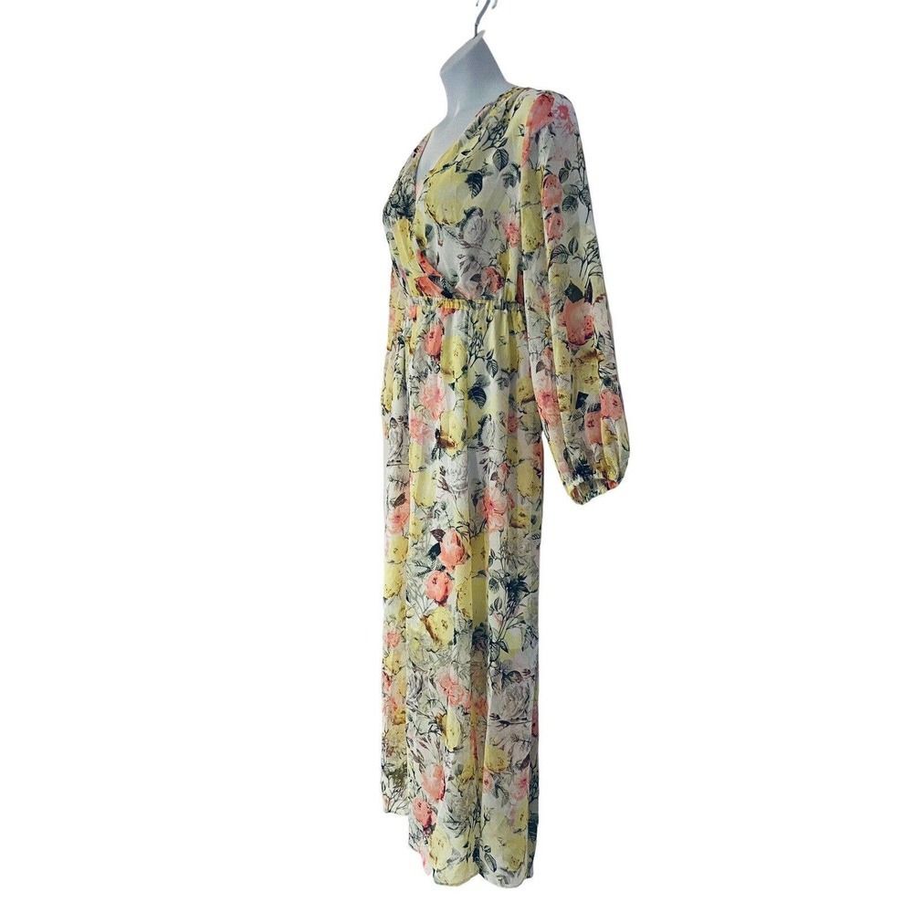 INC White Floral Chiffon Slitted Wrap Cruise Brunch Church Summer Maxi Dress. 2X - Picture 9 of 13